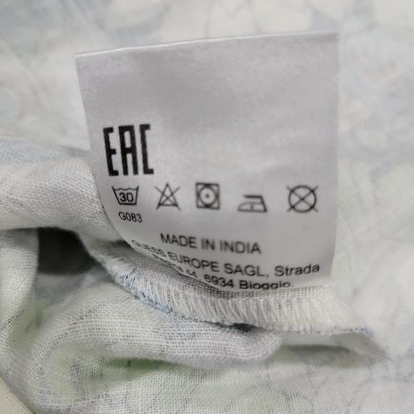 Guess 100% Linen All Over Floral Long Puffed Sleeves Shorts Romper Size S Summer - Picture 12 of 12